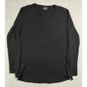 VICI Black Cashmere Blend V NECK Sweater Women Sz Large Side Zip Accent Pullover